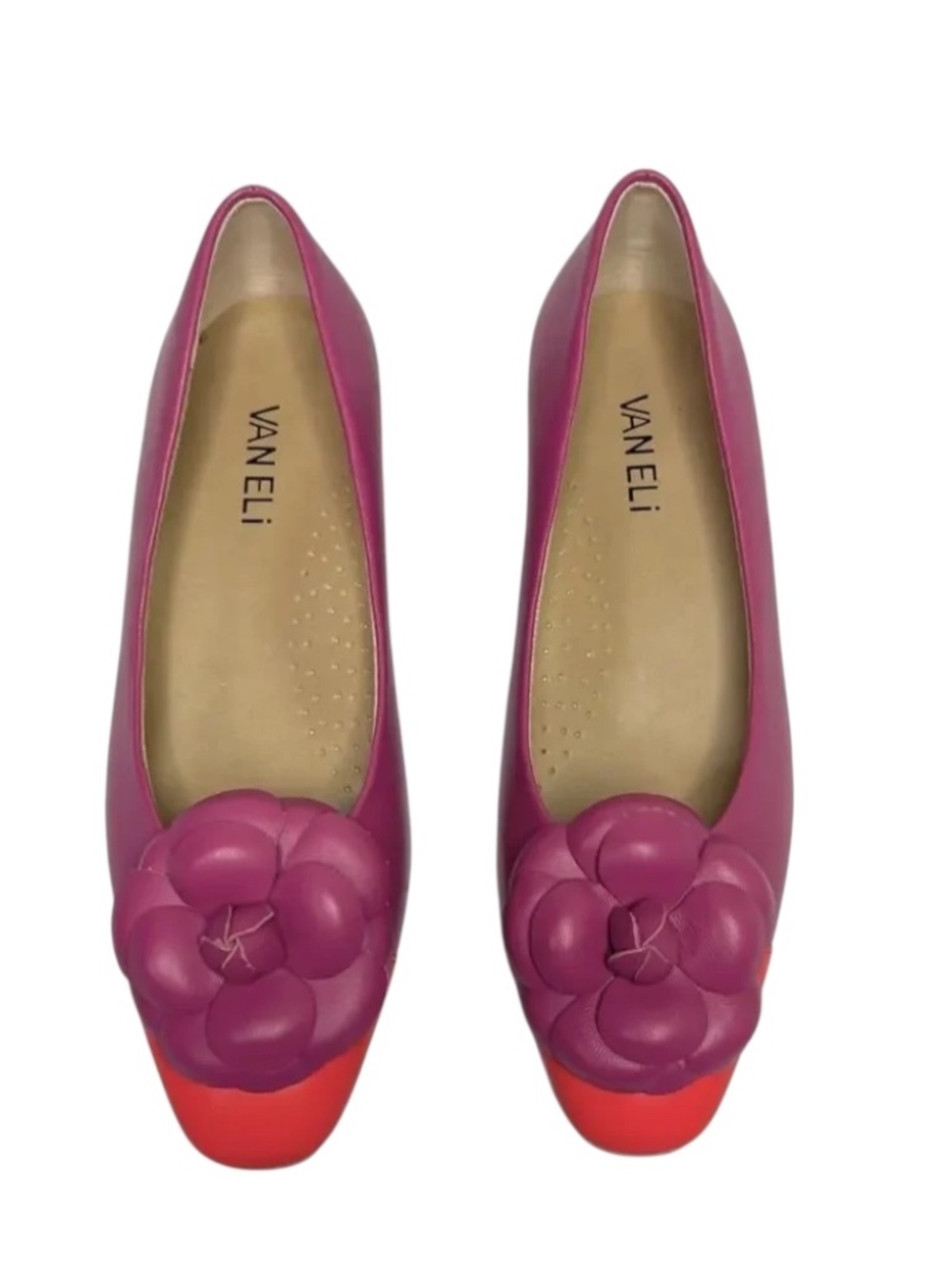 VANELI Tasina Leather Cap Toe Floral Flats Womens 6 M
